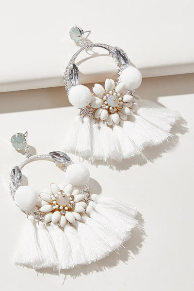 White Tassel Earrings