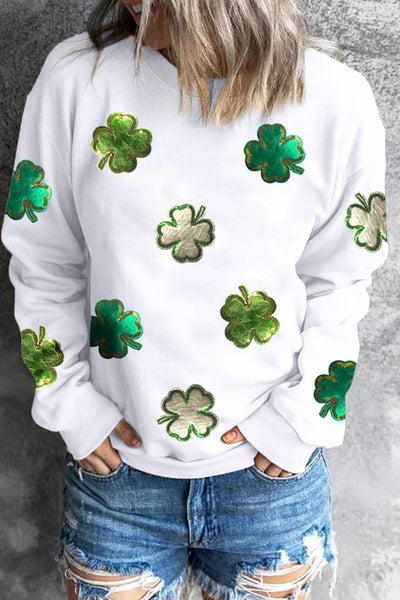 Lucky Clover Round Neck Sweatshirt