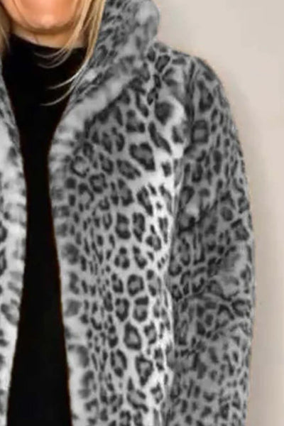 Leopard Furry Long Sleeve Coat