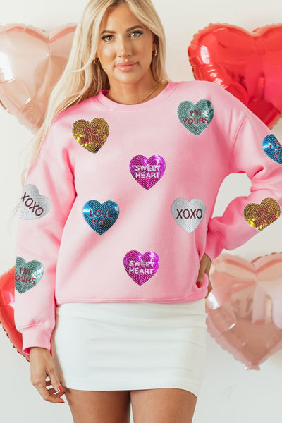 Sequins Conversation Heart Sweatshirt