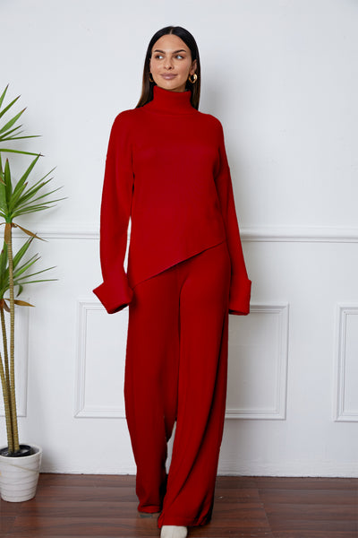 Turtleneck Dropped Shoulder Sweater Set