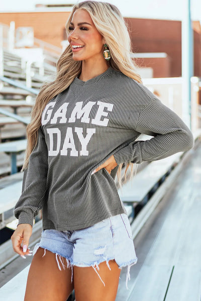 GAME DAY Round Neck Long Sleeve Top