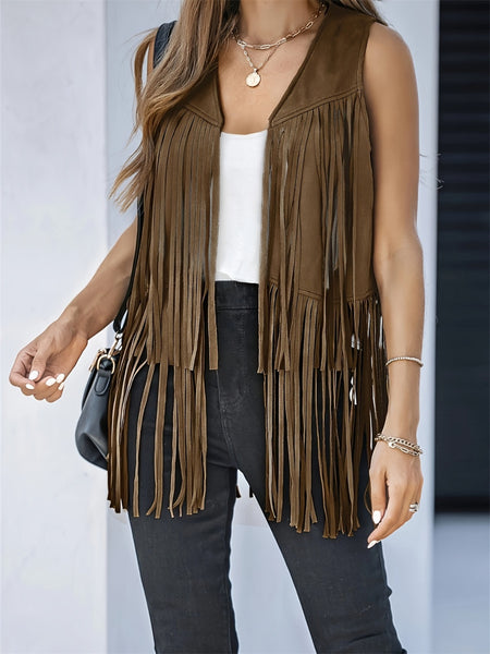 Fringe Open Front Vest