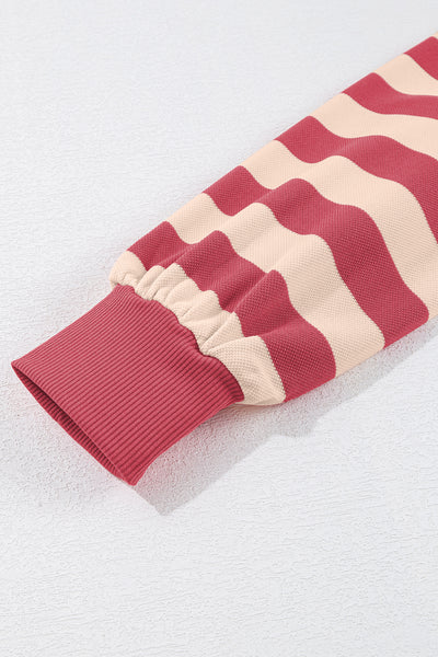 Striped Johnny Collar Long Sleeve Dress