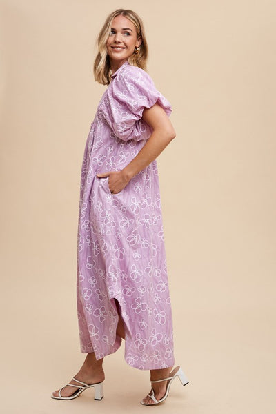 Orchid Smocked Puff Sleeve Dress
