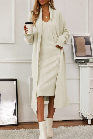 Cami Dress and Open Cardigan Sweater Set