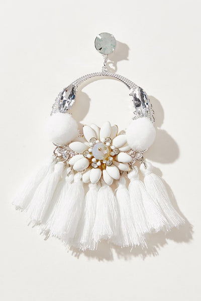 White Tassel Earrings