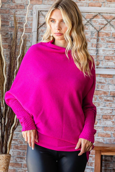 Fuchsia Dolman Sleeve Sweater