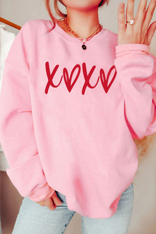 XOXO Round Neck Drop Shoulder Sweatshirt