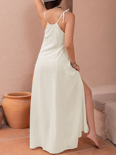 Cream Swiss Dot Cutout Maxi Dress