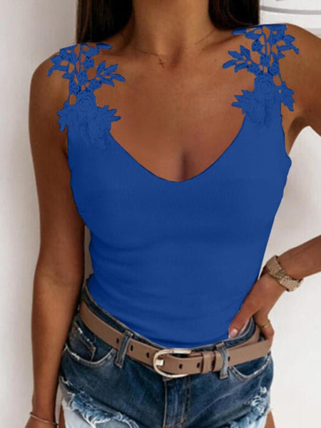 Lace Strap Scoop Neck Tank+