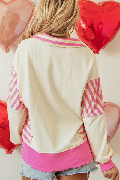 Sequin Hearts & Stripes Long Sleeve Sweatshirt