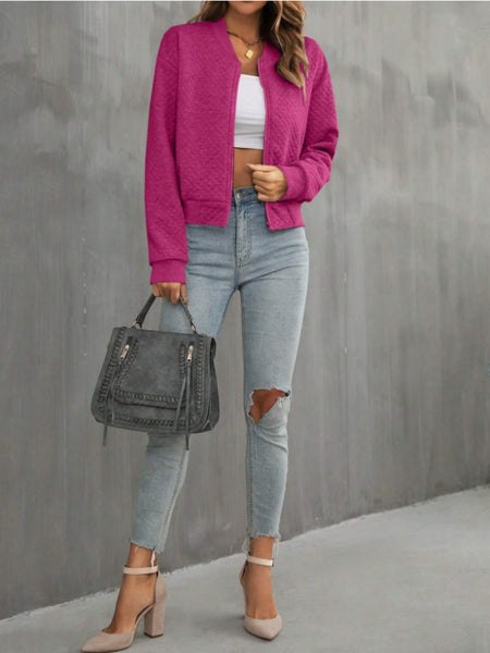 Quilted Zip Up Long Sleeve Jacket