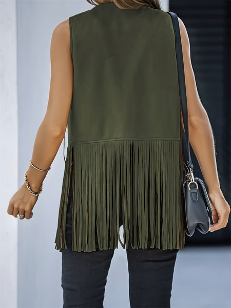 Fringe Open Front Vest