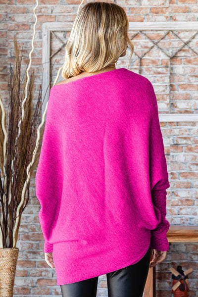 Fuchsia Dolman Sleeve Sweater