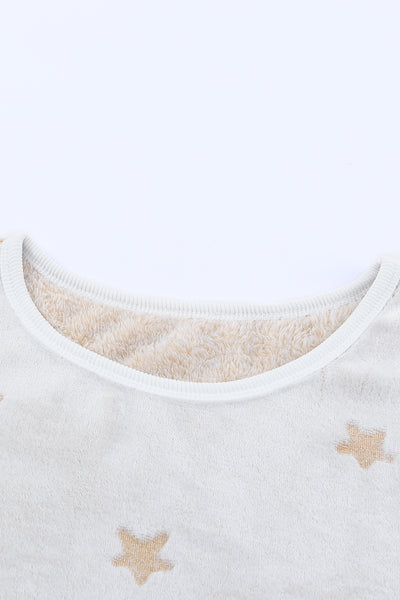 Cozy Tan Star Print Top and Shorts Lounge Set