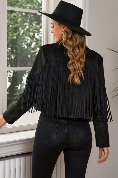 Fringe Trim Cropped Blazer