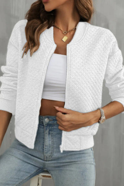 Quilted Zip Up Long Sleeve Jacket