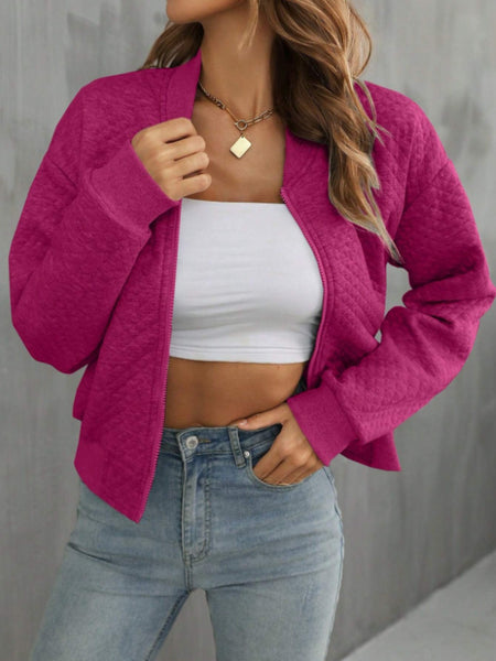 Quilted Zip Up Long Sleeve Jacket