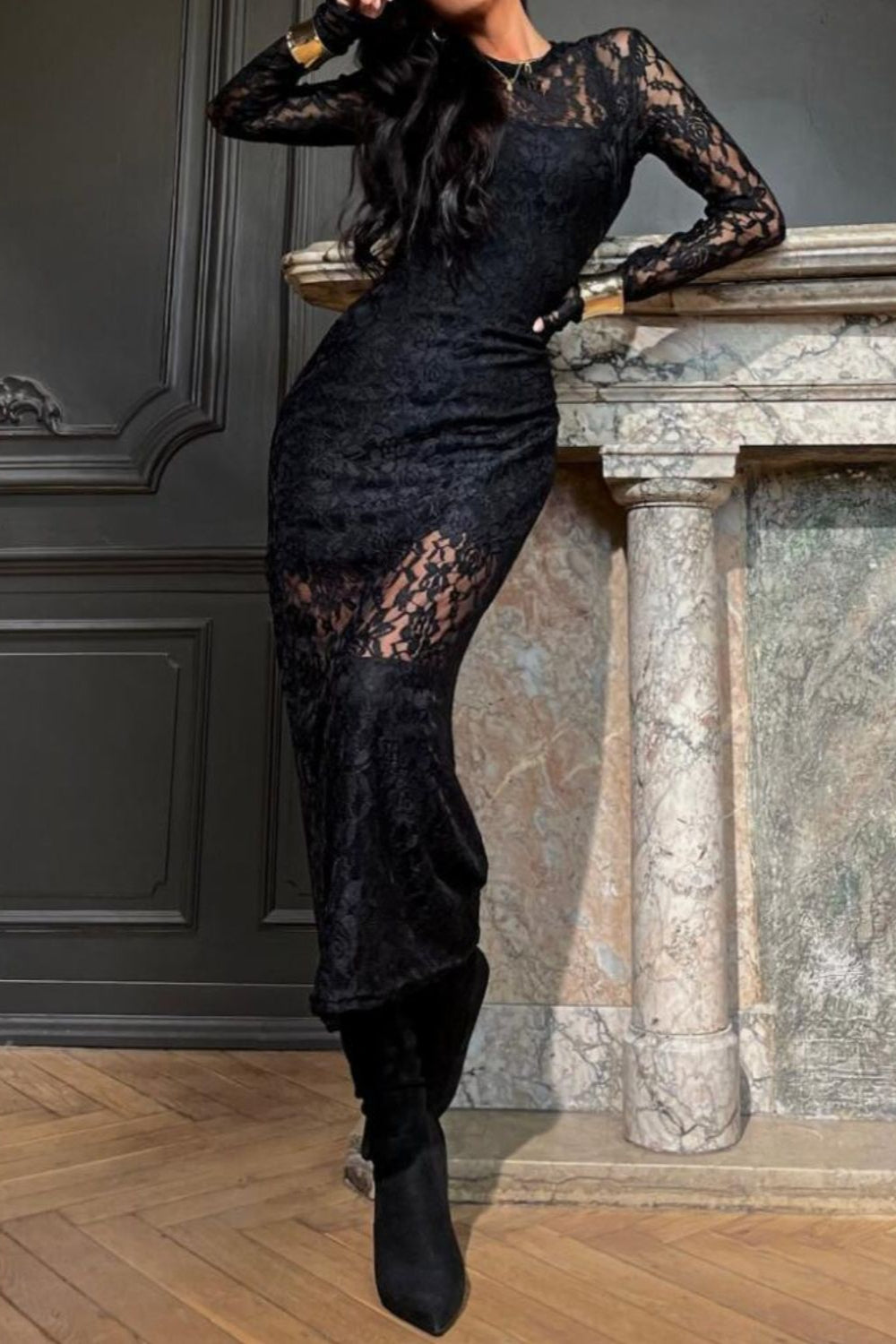 Black Lace Long Sleeve Midi Dress – Miss to Mrs Boutique