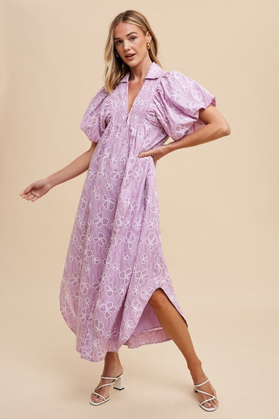 Orchid Smocked Puff Sleeve Dress