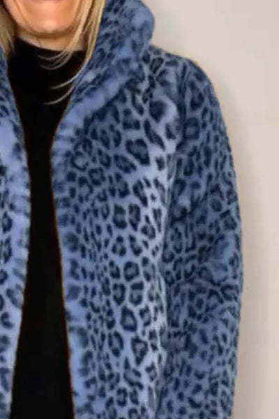 Leopard Furry Long Sleeve Coat