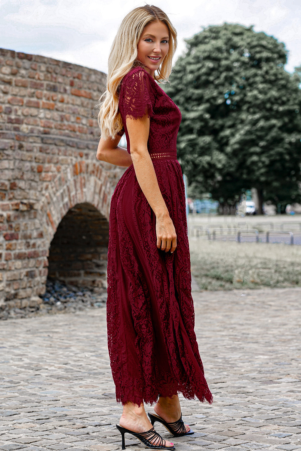 Scalloped Trim Lace Maxi Dress – Miss to Mrs Boutique